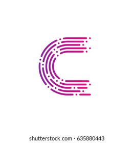 Letter C with Dots and Lines logotype,Fast Speed, Delivery, Digital and Technology for your Corporate identity