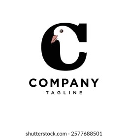 Letter C Dove Logo Icon Vector