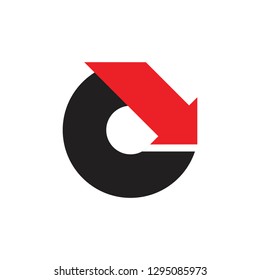 letter c down arrow circle geometric logo vector