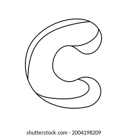 letter c drawing, vector illustration
