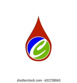 letter C drop water logo vector