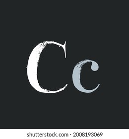 Letter C with dry brush stroke and serif. Vintage font with rough edges decoration elements. Perfect to use in any fashion labels, glamour posters, luxury identity, etc.