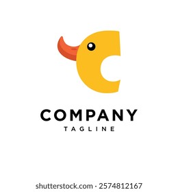Letter C Duck Cute Logo Icon Vector