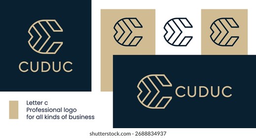 Letra C logotipo de linha dinâmica representando movimento, inovação e força. Perfeito para tecnologia, logística e marcas industriais focadas no progresso e na precisão.
