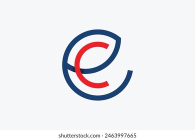 Letter C and E logo. Isolated Initial C inside Circular Line as Initial E. Simple Alphabet Logotype Concept for Technology, Branding, Business, Corporate, Company Identity. Vector Graphic Element.