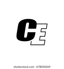 letter C and E logo overlapping black negative