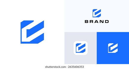 Letter C or E modern geometric logo icon design vector illustration element editable, Creative ideas symbol CE, EC with simple negative space for technology, brand identity and other business company