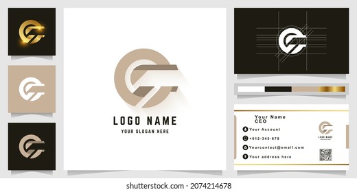 Letter c or e monogram logo with business card design