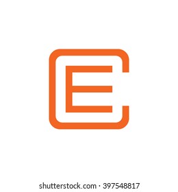 letter C and E monogram square shape logo orange