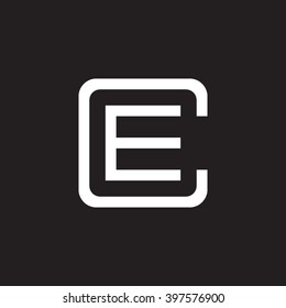 letter C and E monogram square shape logo white black background