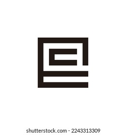 Letter c in E, square geometric symbol simple logo vector