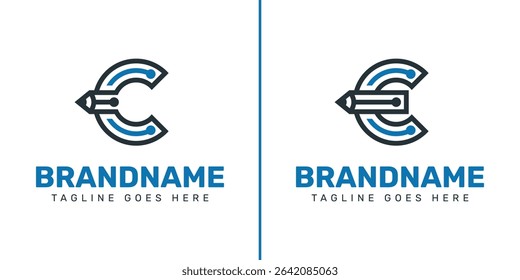 Letter C and E Technology Pencil Logo, symbolizing creativity, innovation, and smart solutions
