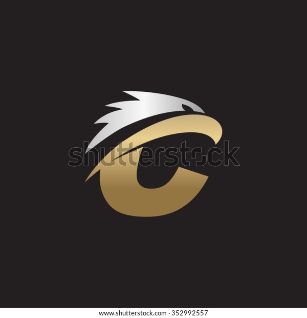 Letter C Eagle Head Silver Gold Stock Vector Royalty Free