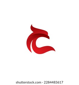 Diseño del logotipo del águila C de la letra. Ilustración del vector de cabeza de águila