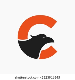 Letter C Eagle Logo Design. Transportation Symbol Vector Template