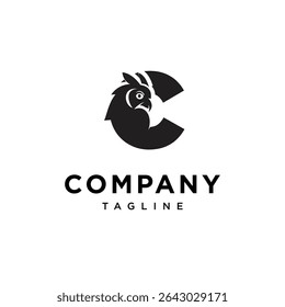 Letter C Eagle Owl Logo Icon Vector