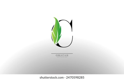 Letter C eco leaves logo icon design template elements