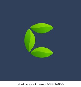 Letter C eco leaves logo icon design template elements