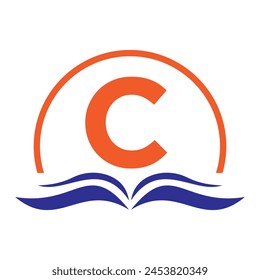 Letter C Education Logo Book Concept. Training Career Sign, University, Academy Graduation Logo Template Design