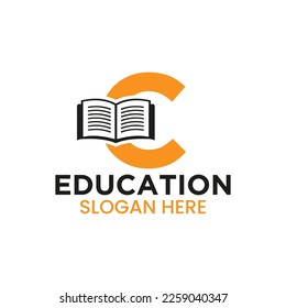 Letter C Education Logo Concept With Open Book Icon Template