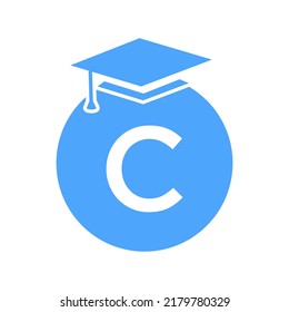 Letter C Education Logo Template. Education Logotype Concept With Educational Graduation Hat