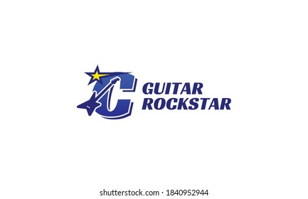 letter C electric guitar alphabet logo
