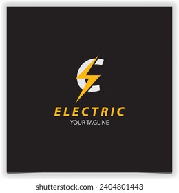 letter c electric logo lightning bolt tunder bolt design logo template vector illustration
