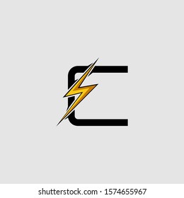 Letter C Electrical Bolt logo icon. Design concept Abstract techno thunder bolt  with letter C for corporate, technology, initial , community and more technology brand identity.