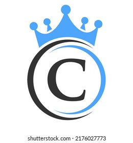 Letra C Elegante Plantilla De Logo De La Corona. Signo de lujo de logotipo de la corona real para belleza, moda, Spa, símbolo de estrella