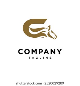Letra C Elegante logo ecuestre icono Vector