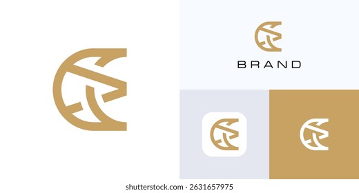 Letter C and A with elegant golden monogram logo icon design, Symbol intial sign CA, AC with geometric lines suitable for luxury brand Identity and business company