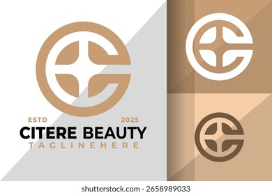 Ilustración elegante del diseño del Vector del icono del logotipo del símbolo de la letra C