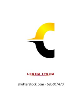 Letter C Elegant typographic black and yellow