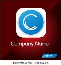 Letter C Element Design Logo Modern shape with an abstract red background