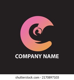 Letter C elephant and cat negative space logo design