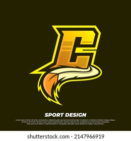 Letter C esport design template with indian fur style, gamer and sport logo illustration