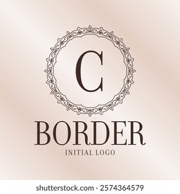 letter C ethnic border initial logo with soft gradient background