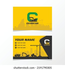 Letter C excavator logo with business card for your identity brand