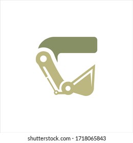 Letter C Excavator logo construction
