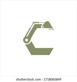 Letter C Excavator logo construction
