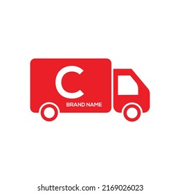 Letter C  Express Delivery Logo Truck icon Freight, delivery symbol. Vector illustration.
