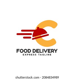 letter C express food delivery vector initial logo design