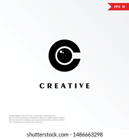 Letter C with eye logo design. Creative minimalism logotype icon symbol. eps10