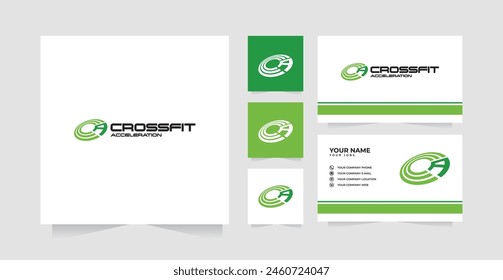 Letter C and F logo design and business card vector template