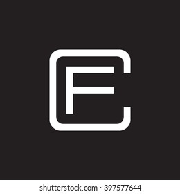 letter C and F monogram square shape logo white black background