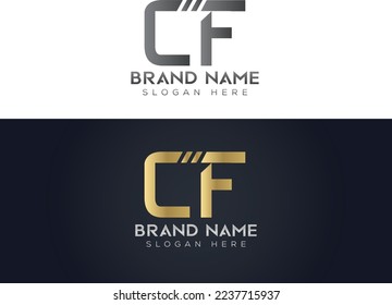 Letter C F Typography vector logo icon design