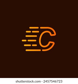 Letter C fast logo template vector 