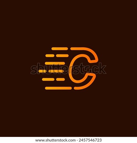 Letter C fast logo template vector 