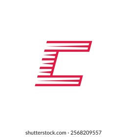 letter c fast red run unique  logo vector 
