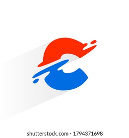 Letter C fast speed logo. Vector two part wave font for technology labels, game headlines, sport posters, etc.
